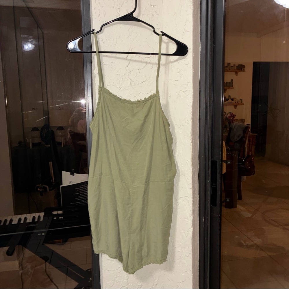 Bella Dahl Olive Romper Cami with Lace Trim - Picture 1 of 4